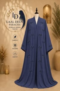Royal Bow Pearl-Embroidery Open Abaya - Image 2