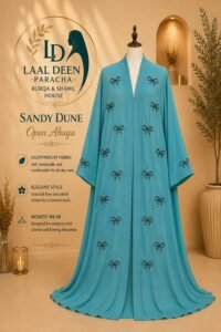 Royal Bow Pearl-Embroidery Open Abaya - Image 3