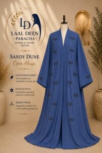 Royal Bow Pearl-Embroidery Open Abaya - Image 6