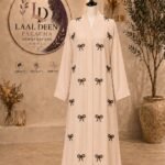 Royal Bow Pearl-Embroidery Open Abaya