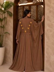 HAND MADE EMBOROIDARY ZOOM FABRIC ABAYA - Image 4