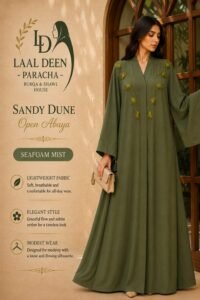 HAND MADE EMBOROIDARY ZOOM FABRIC ABAYA - Image 6