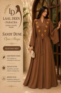 HAND MADE EMBOROIDARY ZOOM FABRIC ABAYA - Image 5