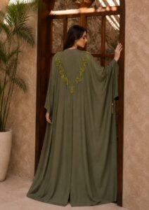 HAND MADE EMBOROIDARY ZOOM FABRIC ABAYA - Image 7