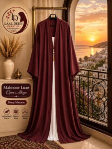 TIKTOK FABRIC DOUBLE ABAYA WITH WHITE INNER - Image 5
