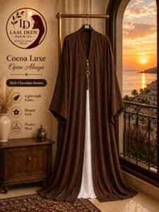 TIKTOK FABRIC DOUBLE ABAYA WITH WHITE INNER - Image 3