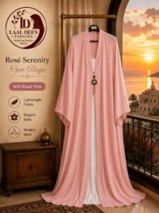 TIKTOK FABRIC DOUBLE ABAYA WITH WHITE INNER - Image 4
