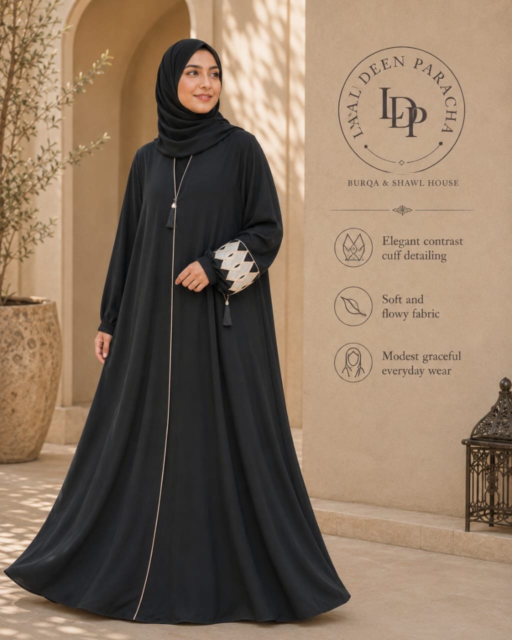 WhatsApp Image 2026-08-24 at 5.17.22 PM FANCY SLEEVES WITH CUT WORK OPEN FULL FLYER ABAYA-WITHOUT STOLER - Image 1