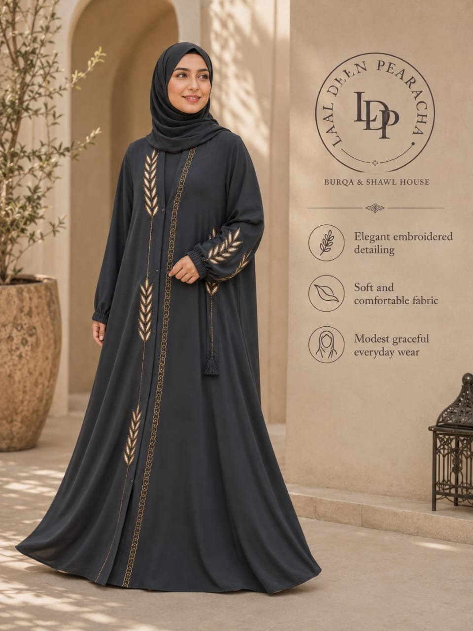 WhatsApp Image 2026-08-24 at 5.19.22 PM BRIDAL FULL FLYER NIDA FABRIC ABAYA-WITHOUT STOLER - Image 1
