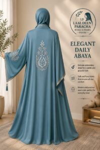 BRIDAL EMBROIDERY FULL FLYER ABAYA- WITHOUT STOLER - Image 6