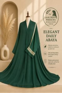 OPEN STYLE ABAYA WITH SLEEVES EMBROIDERY-TIKTOK FABRIC