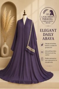 OPEN STYLE ABAYA WITH SLEEVES EMBROIDERY-TIKTOK FABRIC - Image 2