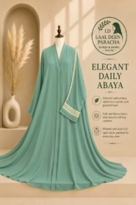 OPEN STYLE ABAYA WITH SLEEVES EMBROIDERY-TIKTOK FABRIC - Image 5