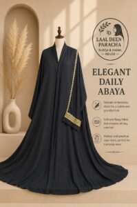 OPEN STYLE ABAYA WITH SLEEVES EMBROIDERY-TIKTOK FABRIC - Image 4