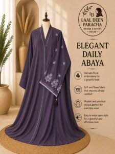 OPEN STYLE ABAYA WITH SLEEVES EMBROIDERY-TIKTOK FABRIC - Image 11