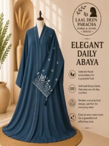 OPEN STYLE ABAYA WITH SLEEVES EMBROIDERY-TIKTOK FABRIC