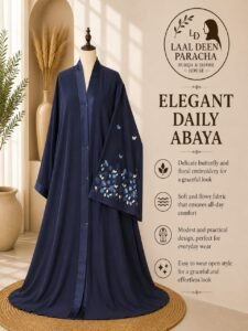 OPEN STYLE ABAYA WITH FULL SLEEVES EMBROIDERY-TIKTOK FABRIC