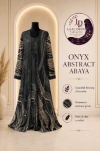 DOUBLE LAYER ABSTRACT OPEN ABAYA-TIKTOK FEBRIC - Image 2