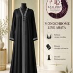 Line Striped-Trim Abaya – Black & White