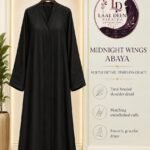 Tonal-Beaded Open Abaya – Black