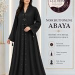 Buttonline Double-Button Abaya – Black