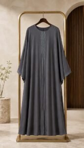 Silver Stream Beaded-Front Kaftan Abaya - Image 2
