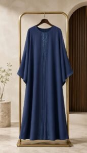 Silver Stream Beaded-Front Kaftan Abaya