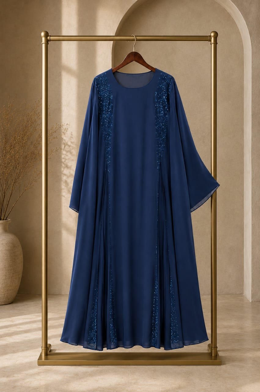 WhatsApp Image 2026-09-08 at 4.54.58 PM Silver Cascade Beaded-Panel Abaya – Dusty Blue Grey - Image 1
