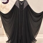 Khurram Sultan Kaftan Abaya-DMC Stone Embroidered Neck