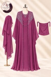Khurram Sultan Kaftan Abaya-DMC Stone Embroidered Neck - Image 6