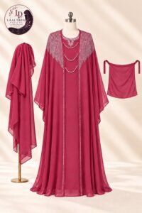 Khurram Sultan Kaftan Abaya-DMC Stone Embroidered Neck - Image 10